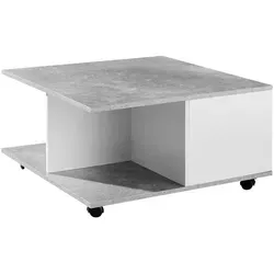 Mid.you Couchtisch mit Stauraum - Quadratischer Couchtisch in Grau und Weiß, aus Holzwerkstoff, mit 2 Schubladen und offenem Fach – perfekt für Ihr Wohnzimmer!