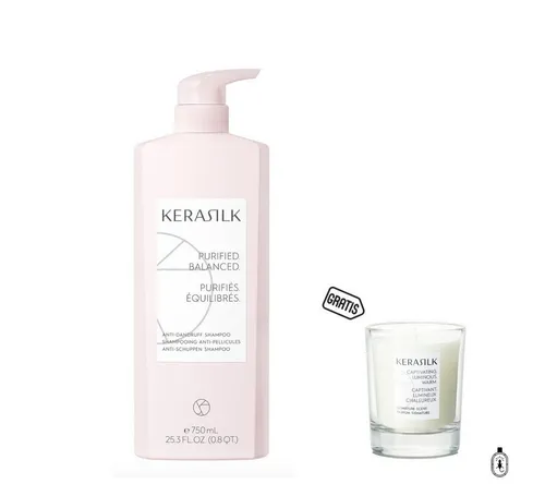 Kerasilk Kopfhaut-Pflegeshampoo Anti-Schuppen 750 ml + Duftkerze - Sanft reinigendes Shampoo mit Biomimetischer Seide und Ectoin. Ideal zur Pflege der Kopfhaut, entfernt Schuppen und sorgt für ein frisches Haargefühl. Inklusive gratis Duftkerze für entspannende Momente.