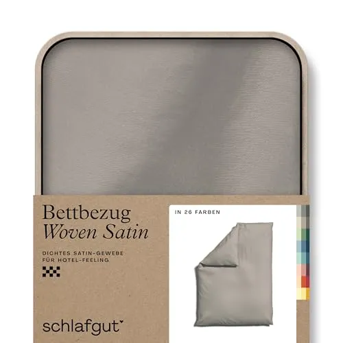 Schlafgut Bettdeckenbezug Woven Satin, Taupe - Hochwertiger Bettdeckenbezug aus Woven Satin, 135-140x200 cm, atmungsaktiv und pflegeleicht, ideal für erholsamen Schlaf. Oeko-Tex® zertifiziert.