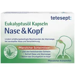 Tetesept Eukalyptusöl Kapseln 20 ST - Praktische Kapseln mit Eukalyptusöl zur Unterstützung der Atemwege. Ideal für die Anwendung bei Erkältungen und zur Erleichterung des Wohlbefindens.