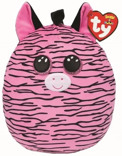 TY Squish-A-Boo 20cm Zoey Zebra - Flauschiges Kuschelkissen in Schwarz-Rosa, ideal zum Kuscheln und Dekorieren