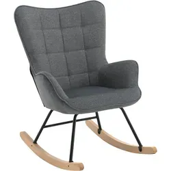 WOLTU Dunkelgrau Gepolsterter Schaukelstuhl für Wohnzimmer und Balkon