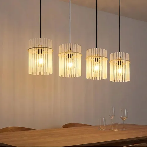 GLOBO Lighting Hängeleuchte GORLEY – Elegante Hängelampe für stilvolles Ambiente - Moderne Hängeleuchte GORLEY mit vier eleganten Glasschirmen, ideal für Esstische oder Kücheninseln. Schaffen Sie eine einladende Atmosphäre mit individuellem Licht durch E27-Fassungen.