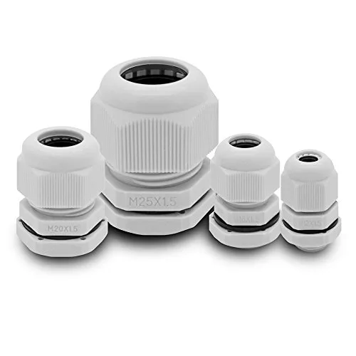 ARLI Kabelverschraubungen IP68 Set 40er grau M12 M16 M20 M25 x 1,5mm Kabelverschraubung Kabel Verschraubung metrisch Gegenmutter wasserdicht Kunststoff wasserdichte M 12 16 20 25
