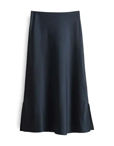 Someday Midirock 'Odini' in Marine, Größe 42 - Röcke für Damen, leichter A-Linien-Schnitt mit ansprechendem Strukturmuster, elastischer Bund für hohen Tragekomfort und vielseitige Stylingmöglichkeiten.