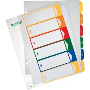Leitz 1292-00-00 Register Kunststoff, 1-6, A4 Überbreite, 6-teilig, transparent, PC-beschriftbar