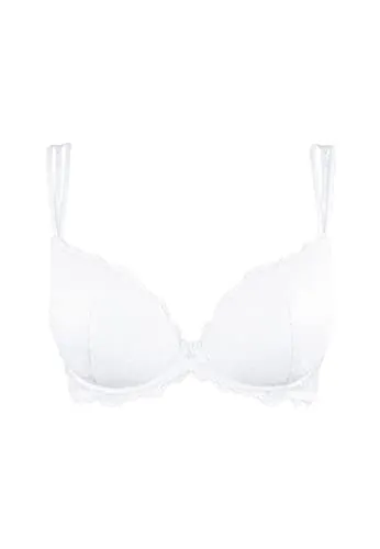 Push-up-BH VIVANCE für Damen, Gr. 80, Cup C, weiß, Spitze - Femininer Push-up-BH aus 91% Polyamid und 9% Elasthan mit herausnehmbaren Kissen für ein verführerisches Dekolleté. Zwei Tragevarianten: als Neckholder oder mit Schulterträgern. Ideal für besondere Anlässe!