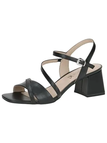 CAPRICE Damen Sandalen mit Absatz aus Leder, Schwarz (Black Nappa), 41 EU - Wanderschuhe mit innovativem Memory-Schaumstoff-Fußbett für optimalen Komfort und Gelenkschutz – ideal für festliche Anlässe.