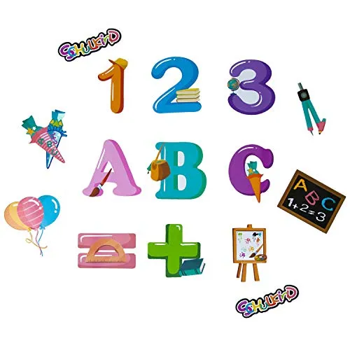 Oblique Unique® Konfetti 15 Stk. Schuleinführung Einschulung Schulanfang Tisch Dekoration Streu Deko Zahlen Tafel Ballons Zuckertüte Jungen Mädchen