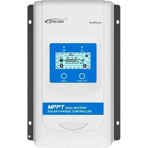 EPEVER® MPPT DuoRacer 20A Laderegler - MPPT-Solarladeregler für 2 Batterien, optimiert die Energienutzung um 20-30% und bietet höchste Sicherheit durch mehrere Schutzfunktionen. Ideal für effiziente Solaranlagen.