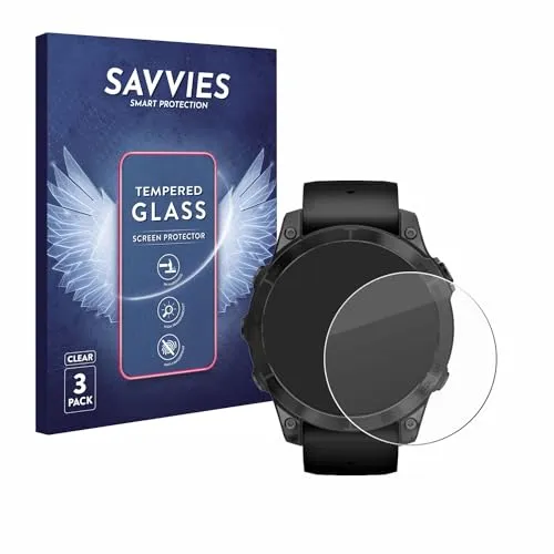 Savvies Panzer Schutz Glas für Garmin Epix Pro (Gen 2) (47 mm) (3 Stück) 9H Hartglas, Anti-Fingerprint, Displayschutz