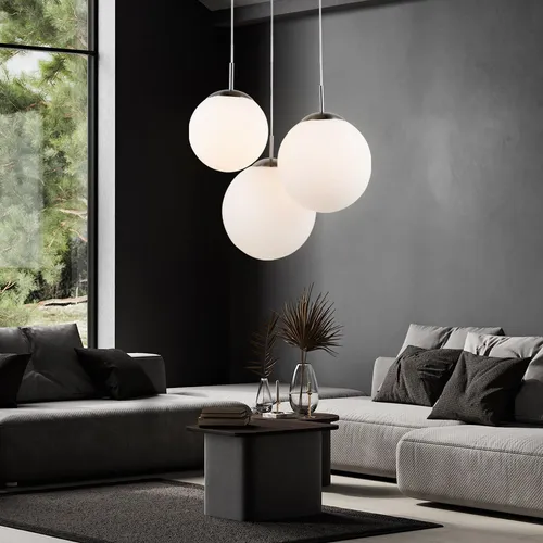 LED Hängeleuchte Kugeln 3 Flammig - Moderne Pendelleuchte für Esstisch - Lampen - Elegante Hängeleuchte mit 3 satinierten Glaskugeln in verschiedenen Größen, ideal für blendfreies Licht und modernes Ambiente. Inkl. 3x E27 LED-Leuchtmittel für optimale Beleuchtung.