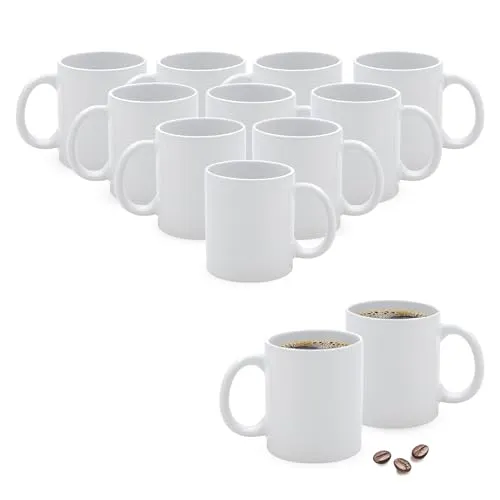 Porzellan Kaffeebecher 310 ml - 12er Set zum Personalisieren - Kaffeetassen & Becher, 12 weiße Porzellanbecher, ideal zum Bemalen und Gestalten, spülmaschinengeeignet für einfache Reinigung.
