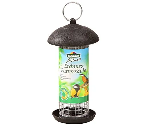 Dehner Natura Premium Wildvogel Futtersäule - Wetterfeste Futterstation für Wildvögel, ideal für Erdnüsse und Rosinen. Einfach zu befüllen und kinderleicht zu montieren. Perfekt für die Ganzjahresfütterung.