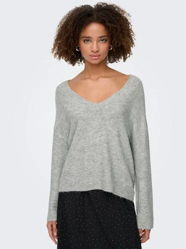 ONLY Damen Onlarizona Ls Sequins V-Neck Pul KNT, Light Grey Melange, XL - Pullover für Damen, eleganter V-Ausschnitt mit funkelnden Pailletten für einen besonderen Look, ideal für Freizeit und besondere Anlässe.