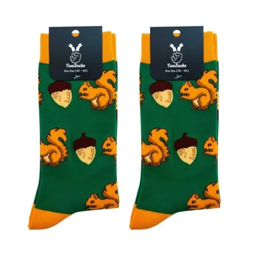TwoSocks lustige Socken | Damen & Herren | witzige Eichhörnchen Strümpfe als Geschenk | Baumwolle | Einheitsgröße (2)