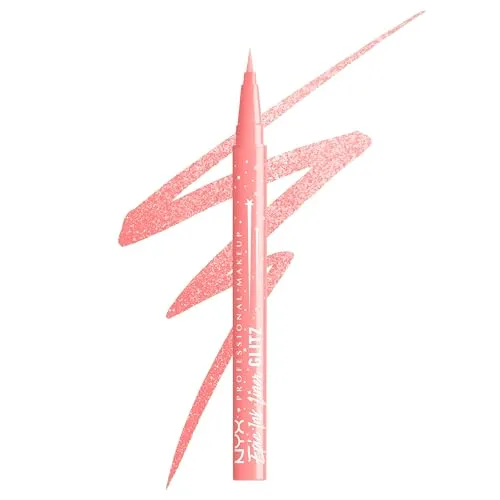 Produktbild NYX Professional Makeup Epic Ink Liner Jeanz Bootcut Bling – wasserfester Flüssig-Eyeliner in Rosa mit glitzerndem Finish, 1 ml