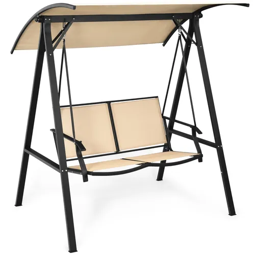 Hollywoodschaukel 2-Sitzer mit verstellbarem Dach - Gartenmöbel: Bequeme 2-Sitzer Schaukelbank mit verstellbarem Dach für optimalen Sonnenschutz, ideal für entspannte Stunden im Garten.