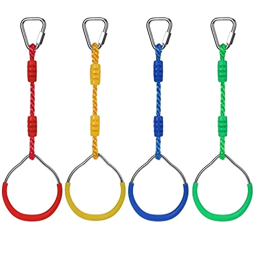 Stück Turnringe Kinder, Morwealth Klettern Ringe Trapeze Schaukel Bar Ringe, Gymnastik Seilringe Gym Rings für Ninja-Zubehör-Set für den Garten (Varios Colores) 4