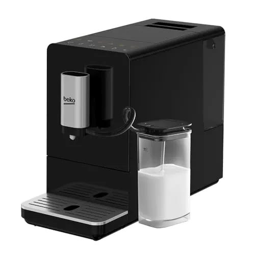 Beko CEG 3194 B Espressomaschine - Kaffeevollautomat mit eingebautem Mahlwerk, 1350 W Leistung und 19 bar Druck für perfekten Espresso. Inklusive Milchaufschäumer für köstliche Milchgetränke und energiesparender automatischer Abschaltung.
