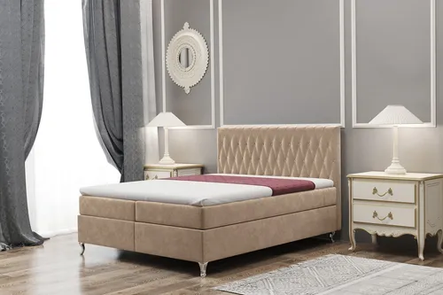 Boxspringbett ESME 120x220cm in Stoff Riviera Hellbraun