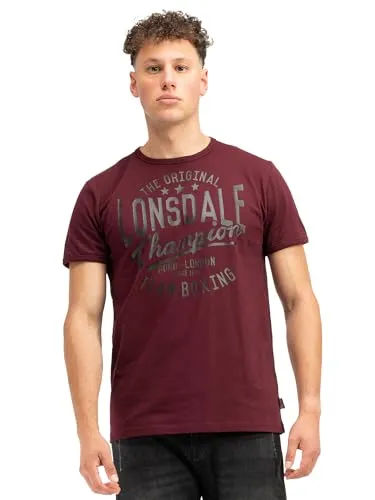 Lonsdale Herren T-Shirt Normale Passform HAREHILLS Oxblood/Black XL