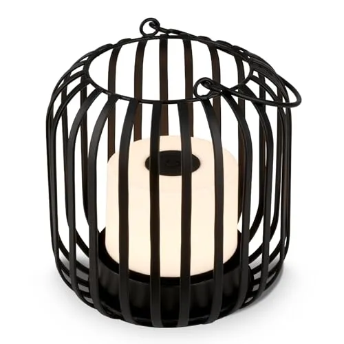 Mini LED Tischlampe Kabellos mit Metallkorb - Moderne Schreibtischlampe mit dimmbarem Touch-Control, ideal für Schlafzimmer. Kabellos und wasserfest für flexible Nutzung.