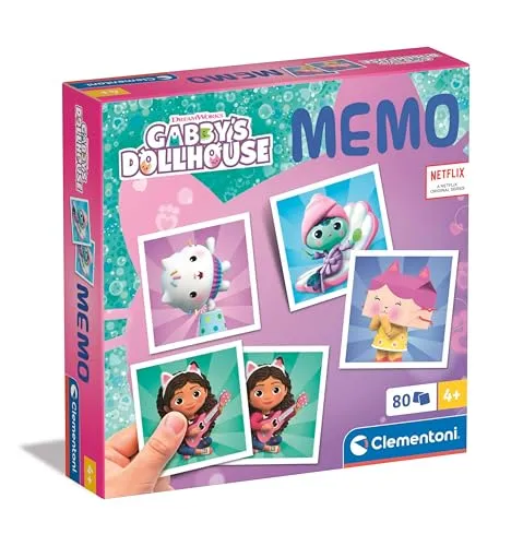 Clementoni Lernspiel Memo Gabbys Puppenhaus 80 Fliesen - Für Kinder 4-6 Jahre, Hergestellt In Italien 18300