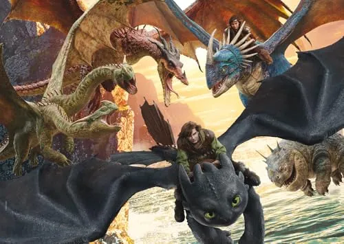 Schmidt Spiele 58582 Drachenzähmen leicht gemacht, Ready to Strike, 1000 Teile Puzzle, Blacks, Blau/Lila