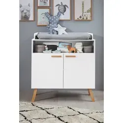 trendteam smart living Wickelkommode - Weiß - Moderne Wickelkommode aus FSC-zertifiziertem Holz, mit 1 offenem Fach und 1 Einlegeboden. Ideal für die sichere Wickelzeit, Maße: 96 x 105 x 78 cm.