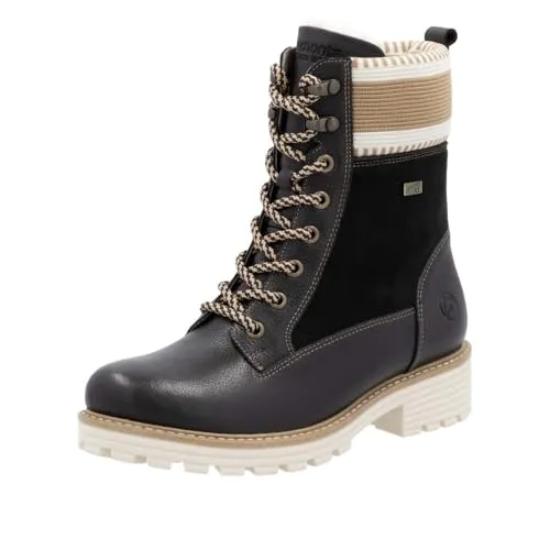 Remonte Damen D0W77 Stiefeletten Schwarz, 38 EU - Wanderschuhe aus echtem Leder mit TEX-Membran, bieten optimalen Komfort und Schutz bei jedem Wetter.
