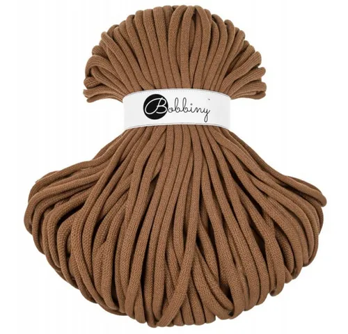 Bobbiny Jumbo Makramee-Schnur 9 mm Karamell, 100 m - Häkel- & Strickgarn aus 100 % recycelter Baumwolle, OEKO-TEX zertifiziert und ideal für kreative Projekte mit umweltfreundlichem Ansatz.