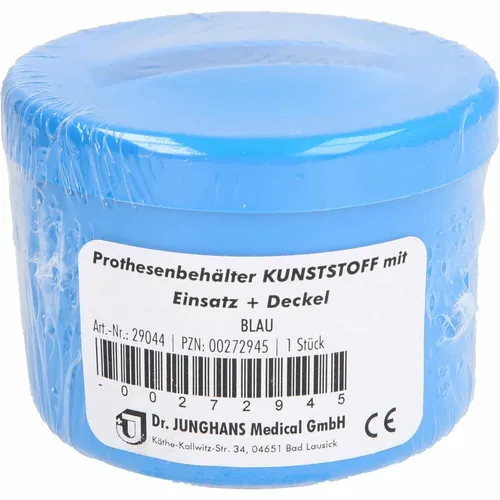 PROTHESENBEHÄLTER Kunststoff mit Deckel blau 1 St PZN00272945