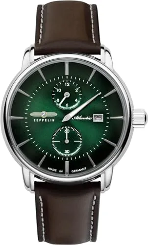 Zeppelin 8426-4 Atlantic Automatik Herrenuhr 43mm - Armbanduhren für Herren mit hochwertigem Automatikwerk, stilvollem grünem Zifferblatt und elegantem Kalbslederarmband – perfektes Accessoire für jeden Anlass.
