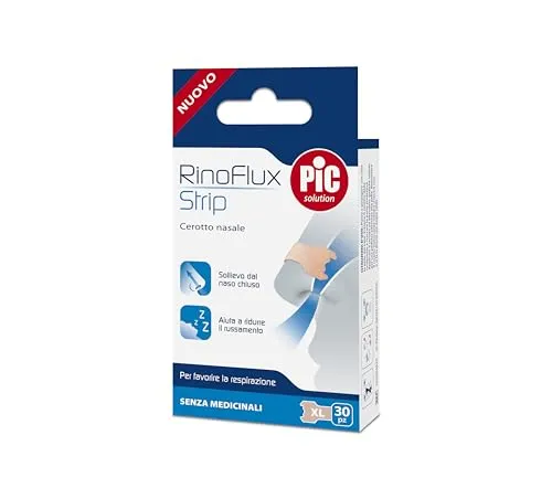 Pic Solution RinoFlux Strip Nasenpflaster atmen gut, erleichtern das Atmen, sofortige Linderung bei verstopften Nasen, Packung mit 30 Stück, Größe XL