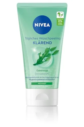 NIVEA Tägliches Wasch-Peeling 150 ml - Peeling ohne Mikroplastik für porentiefe Gesichtsreinigung, reduziert Hautunreinheiten und pflegt die Haut, ideal für Mischhaut.