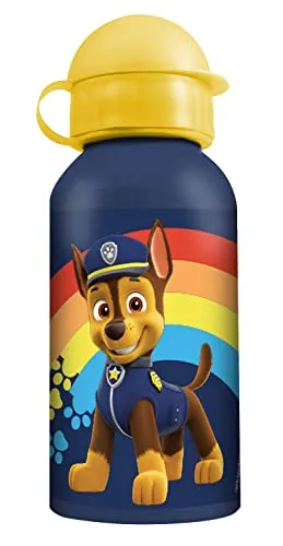 PAW PATROL Kinder Trinkflasche aus robustem Aluminium 400 ml Aluflasche mit Drehverschluss BPA und phthalatfrei ideal für Schule Sport Kindergarten und unterwegs mit großer Füllöffnung