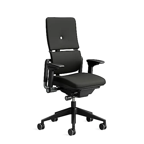 Steelcase Please Ergonomischer Bürodrehstuhl mit höhenverstellbarer Lumbalstütze Onyx Schwarz, 66 x 64 x 108