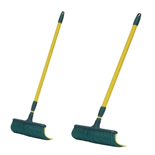 Mojawo Krallenbesen Breite wählbar Kunststoff mit Teleskopstiel gebogenen Borsten Gartenbesen Straßenbesen Kehrbesen Laubbesen, Größen:45 cm