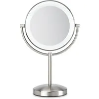 Slim line LED mirror - Kosmetikspiegel mit 1-fach und 8-fach Vergrößerung, ideal für präzise Detailsicht. Elegantes gebürstetes Chrom-Finish und langlebige LED-Beleuchtung sorgen für optimale Sicht bei jedem Make-up.