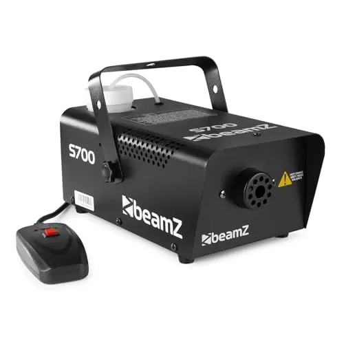 BeamZ S700 Mini Nebelmaschine mit Fernbedienung inkl. 250ml Fluid, 700 Watt Fogger, Smoke Machine mit 400ml Tank, Fog Machine, Nebelmaschine Halloween für Party, Hochzeit, Events, Hazer mit 75m³/min