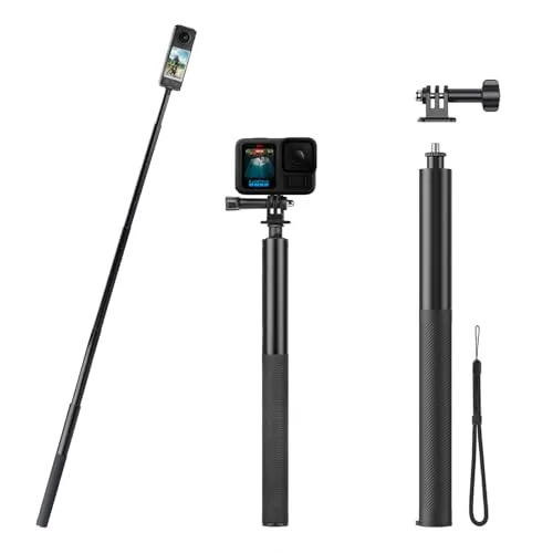 134cm Selfie Stick für Insta360 X5 zubehör, Unsichtbare Selfie-Stab Monopod Ausziehbar Selfiestick für Insta 360 ONE X5, X4, X3, X2, X, mit DJI OSMO Action