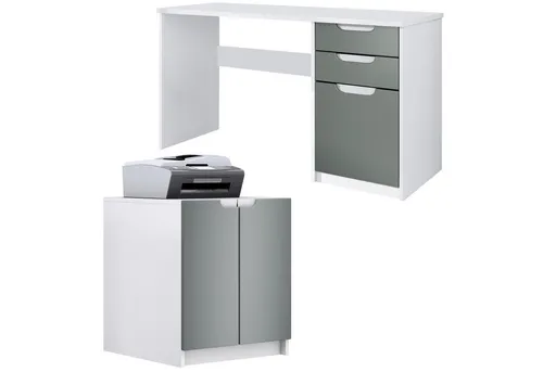 Vladon Aktenschrank Paris mit Schreibtisch und Druckerkommode - Moderne Büroserie Paris - ideal für Home-Office und professionelle Nutzung. Robuste Möbel mit eleganten Designelementen und flexibler Farbwahl. Hochwertige Verarbeitung für den täglichen Einsatz.