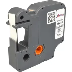 Label Band kompatibel zu Dymo IND 18443 (S0718580) schwarz auf weiß 9mm x 5,5m Vinyl