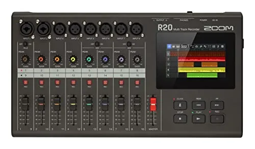 Zoom R20 Multi Track Recorder - 16-Spuren, 6X XLR + 2X XLR TRS, intuitives Farb-LCD-Touchscreen und hochwertige Effekte für kreative Musiker