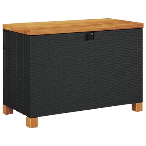 vidaXL Garten Auflagenbox mit Stauraum, Kissenbox in Schwarz - Sonstige Gartenmöbel, praktische Sitzbank und Aufbewahrungsbox in einem, aus langlebigem Poly Rattan und mit wasserfestem Beutel für optimalen Schutz.