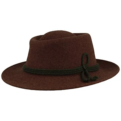 Breiter Herren Trachten-Hut Filz-Hut Herren-Hut – Tiefenbacher – Aus 100% Wolle mit grüner Kordel-Garnitur – Bogart – Wasserabweisend