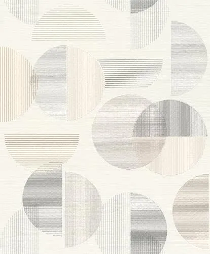 Rasch Vliestapete mit großen Kreisen in Beige und Grau - my moments