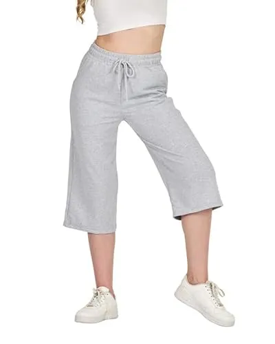 COMEOR Jogginghose Damen 3/4 - Sporthose Kurz Caprihose, Kurze Hose Frauen Capri Shorts, Bermuda Trainingshose (Hellgrau, XL)