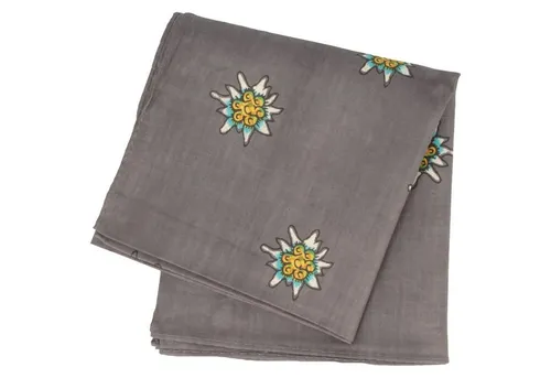 Breiter Nickituch, Tracht aus Baumwolle mit Edelweiß